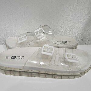 Vintage Y2K Trial River Clear Platform Slide Sandals 1.5 inch Womens 10
